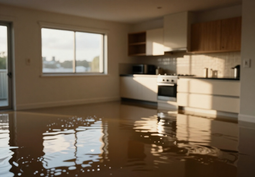 Standing water in Appin garage before extraction